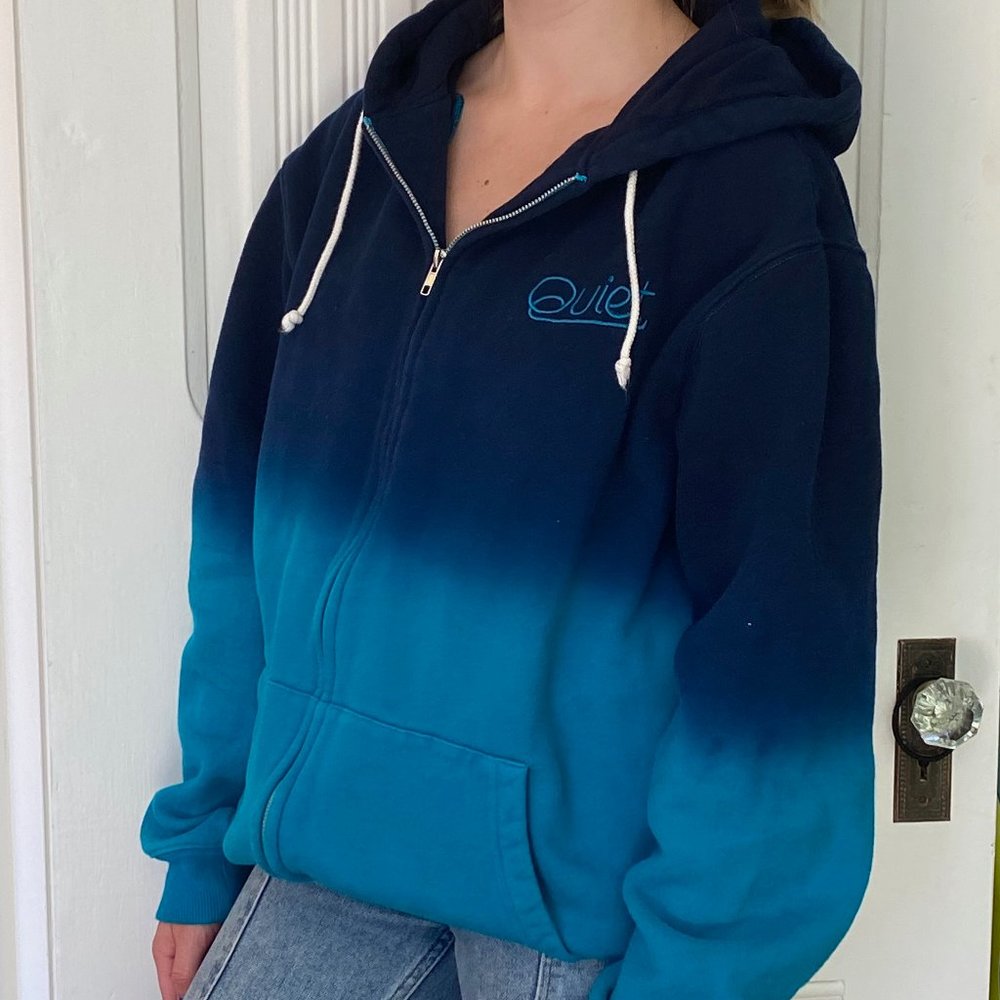Blue/teal fade oversized zipped sweatshirt